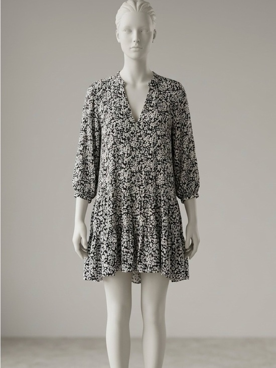Zara Dresses & Skirts - Zara Gray and White Floral Print Dress